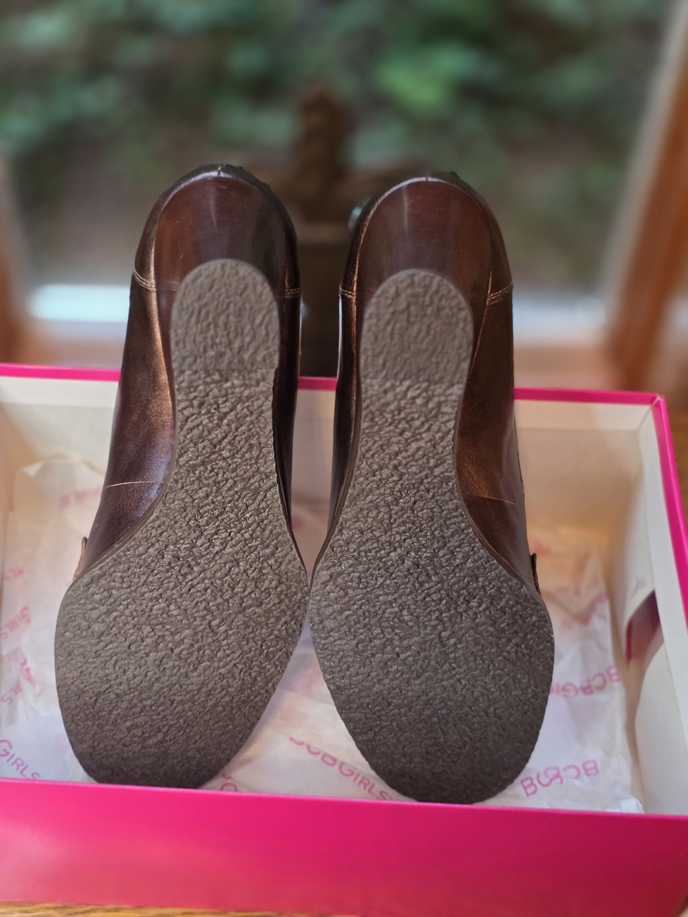 BCBGeneration Bronze Brown Leather Loafers, Vintage New Old Stock. Sz 9 - Picture 6 of 9